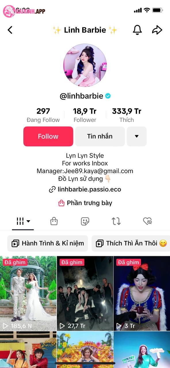 Gái xinh Linh Barbie là một trong những Tiktoker nhiều follow nhất Tiktok