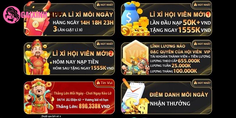 3 phong bao lì xì khủng cho hội viên truy cập trong ngày