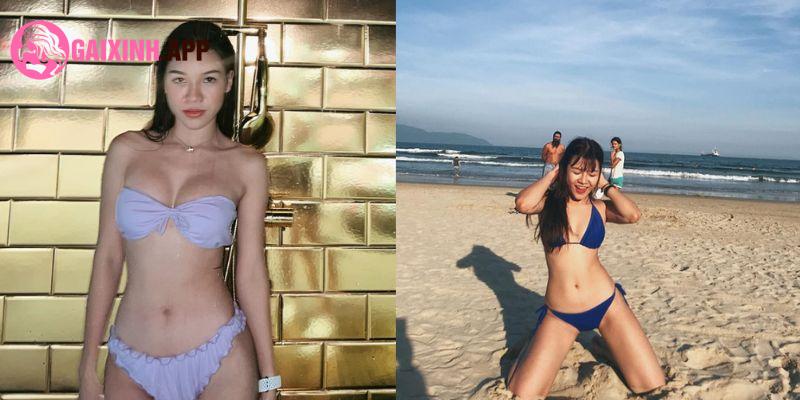 Người Yêu của Văn Lâm thường diện bikini táo bạo khi chơi biển